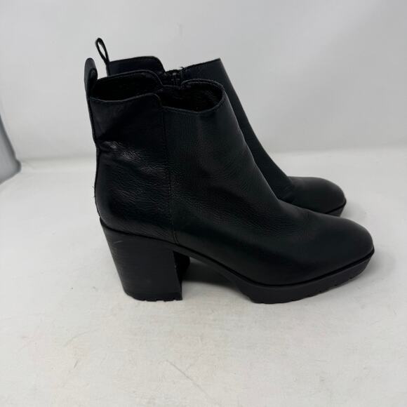 Lucky Brand Women’s Size 9.5 Black Leather Block Heel Ankle Boots Booties - Picture 5 of 14